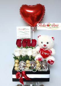 Arreglo Floral fresas y peluche H02