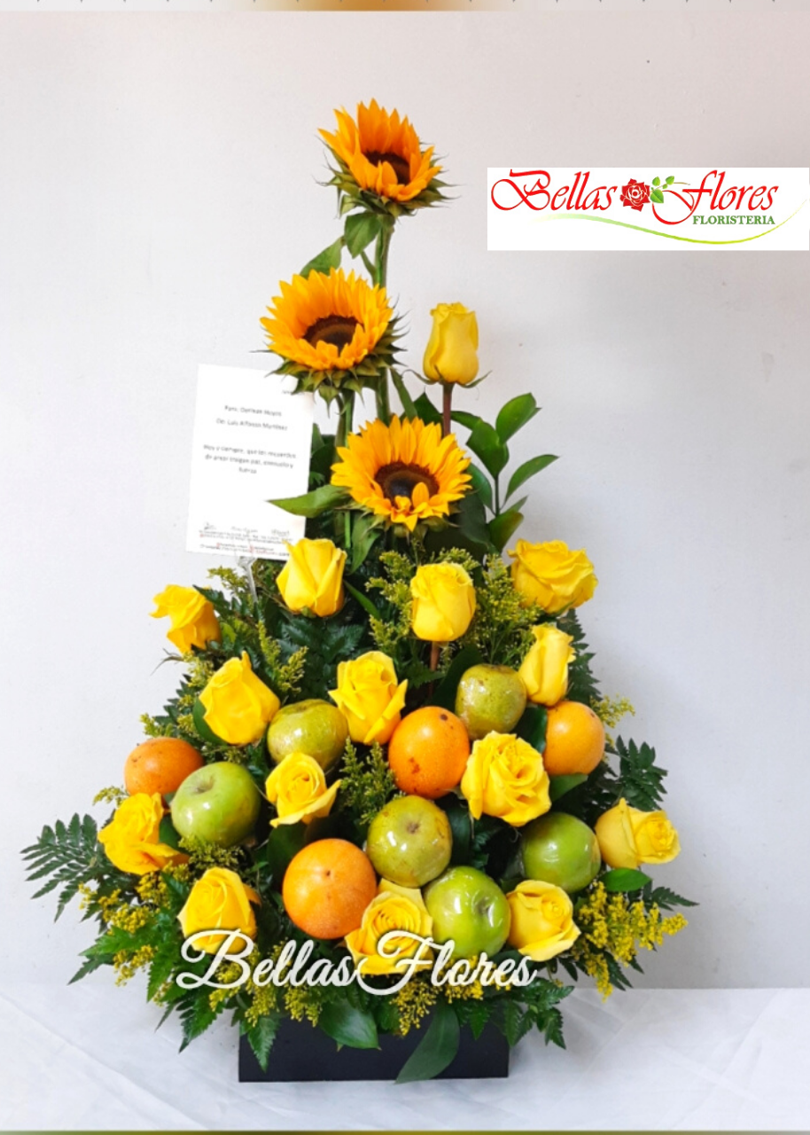 Frutero Rosas Amarillas - Floristería Flores Bellas